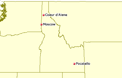 [Map of Idaho Juggling Clubs]